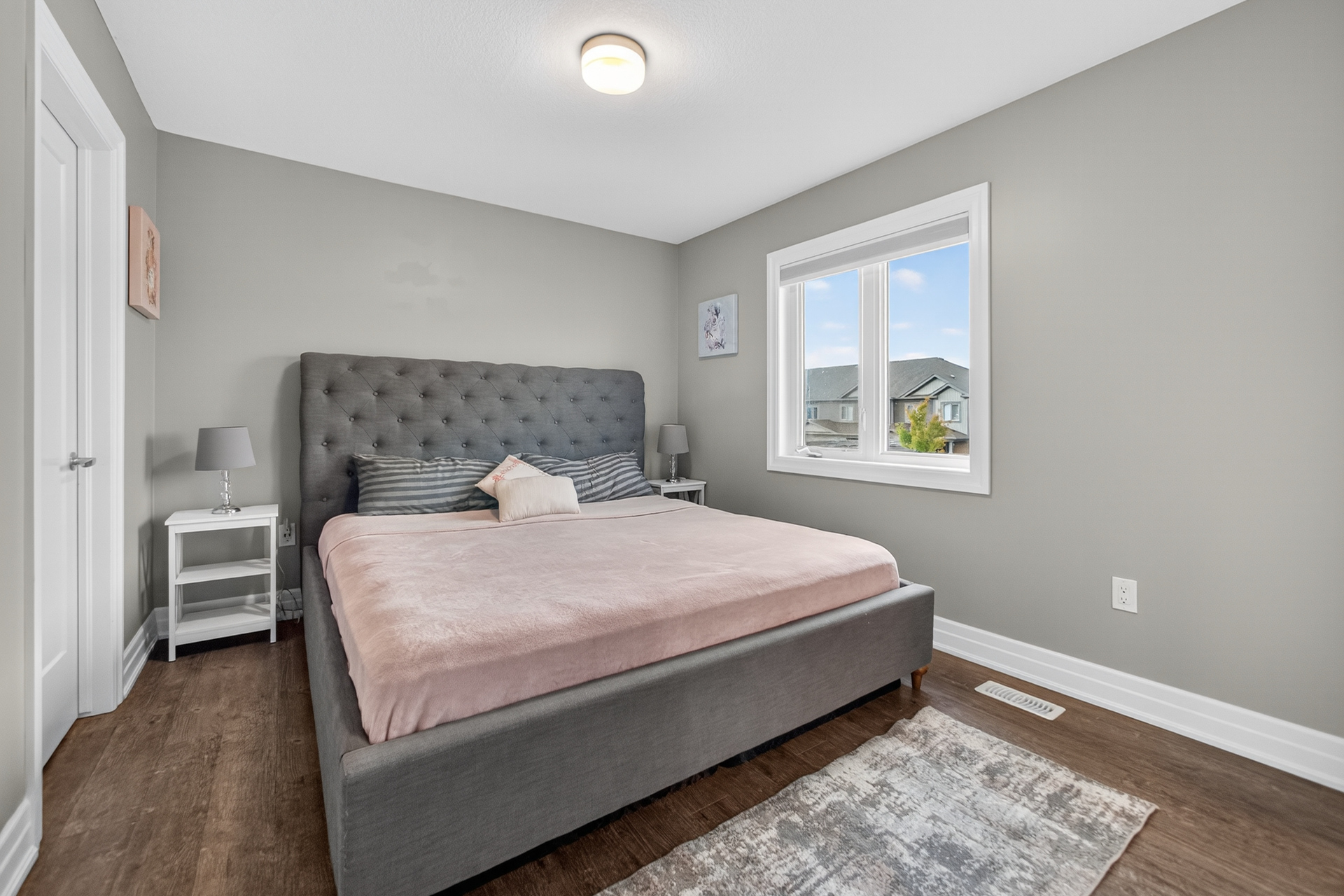 Private fenced backyard